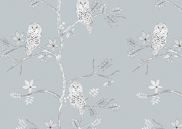 Treetop Owls, Ice Blue - Twist&Fit Roller Blind - Image 6